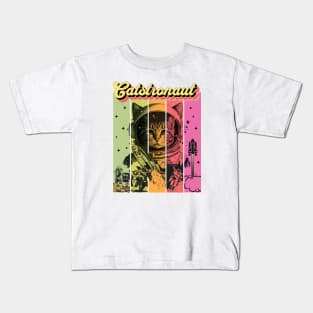 Cat Astronaut In Space Vintage Comic Book Cover Kids T-Shirt